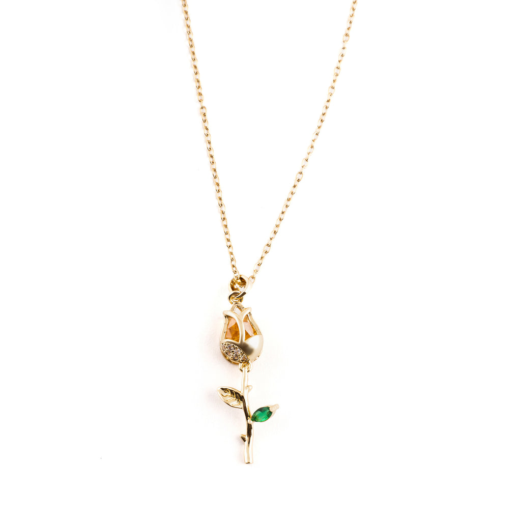 Golden Rose Bud Necklace | Gold-Plated Stainless Steel – KZ8812302