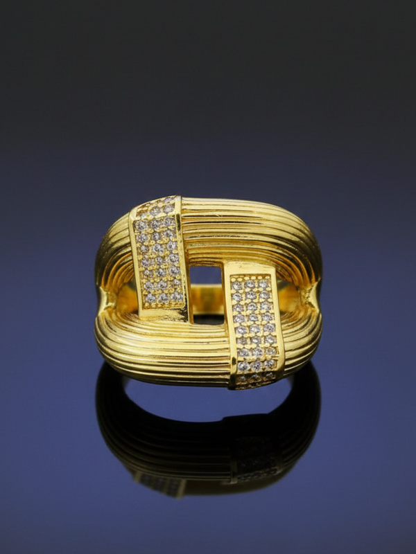 Golden Vogue Ring | Adjustable Gold-Plated Stainless Steel–KZ8812399