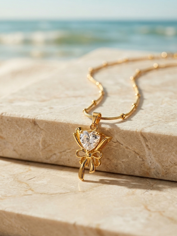 Heart Wrapped in Gold Necklace | Gold-Plated Stainless Steel – KZ88123147