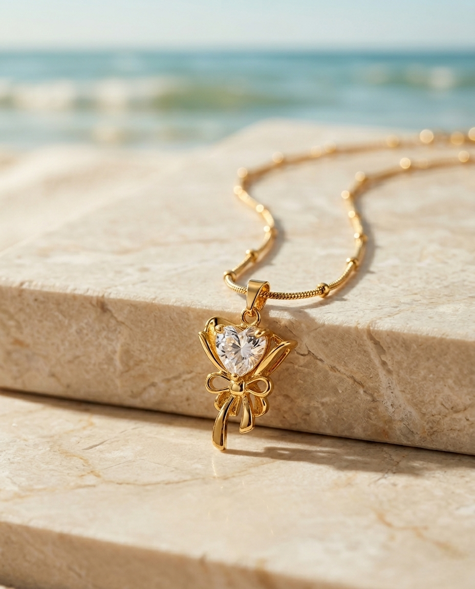 Heart Wrapped in Gold Necklace | Gold-Plated Stainless Steel – KZ88123147
