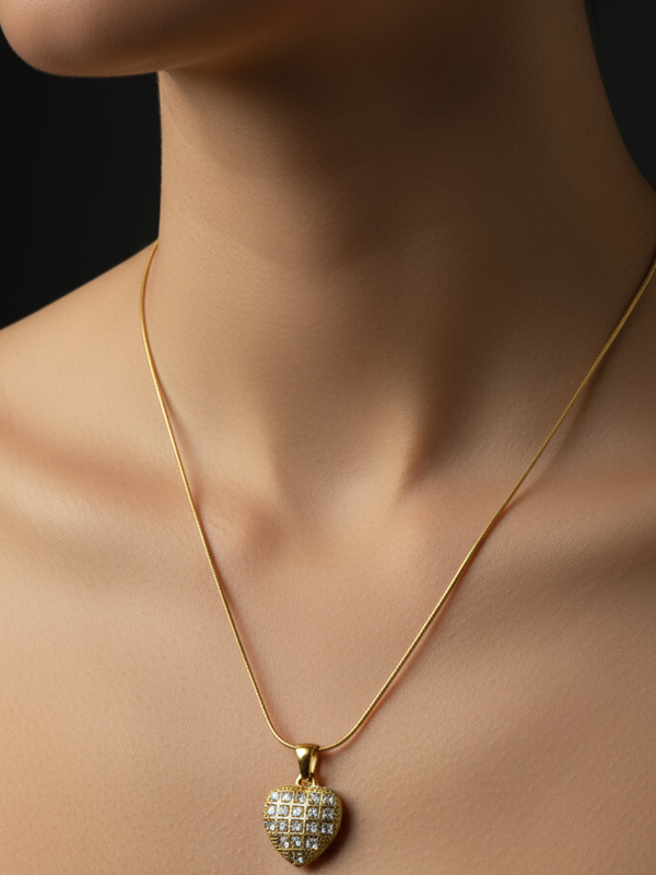 Heartburst Sparkle Necklace | Gold-Plated Stainless Steel – KZ8812355