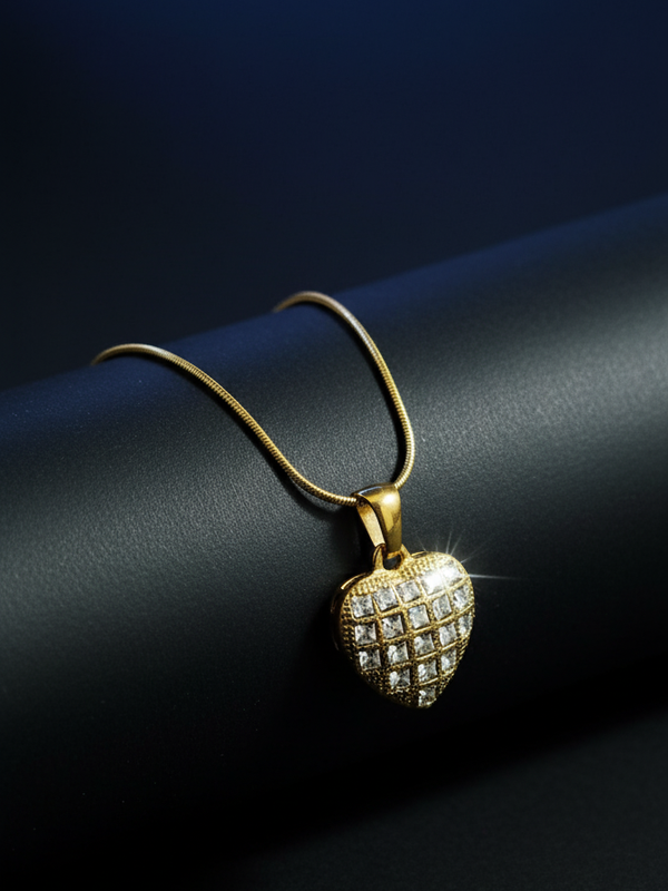 Heartburst Sparkle Necklace | Gold-Plated Stainless Steel – KZ8812355