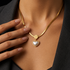 Pearl Heart Love Necklace | Gold-Plated Stainless Steel – KZ88123207