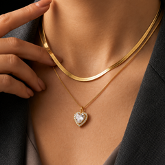 Celeste Heart Layers Necklace | 18k Gold-Plated Stainless Steel Anti-Tarnish Waterproof Daily Wear Jewellery For Women – KZ88123208