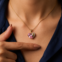 Blush Twin Heart Necklace | Gold-Plated Stainless Steel – KZ88123214