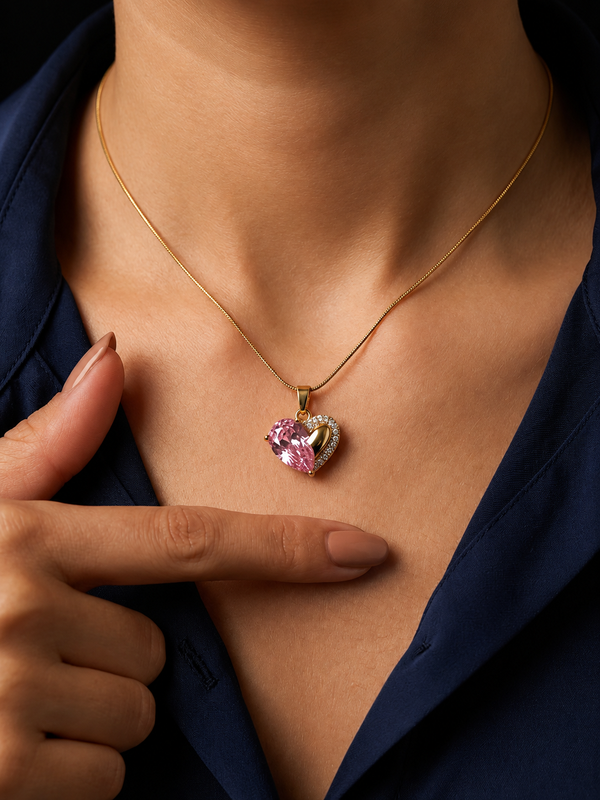 Blush Twin Heart Necklace | Gold-Plated Stainless Steel – KZ88123214