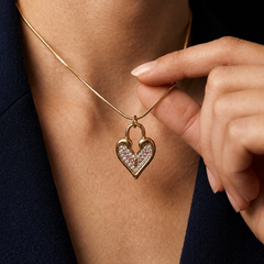 Pink Flutter Heart Pendant | Gold-Plated Stainless Steel – KZ88123203