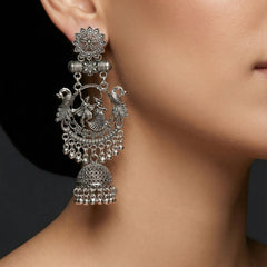 Raas Leela Naad Jhumkas | Silver Oxidised Earrings – JAY88123125