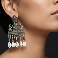 Shankha Yatra Earrings | Silver Oxidised Earrings – JAY88123121