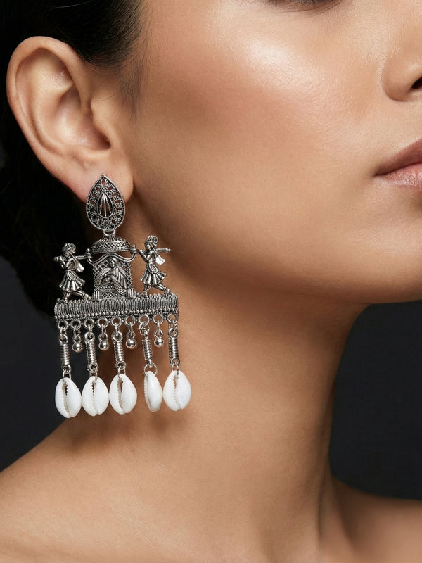 Shankha Yatra Earrings | Silver Oxidised Earrings – JAY88123121