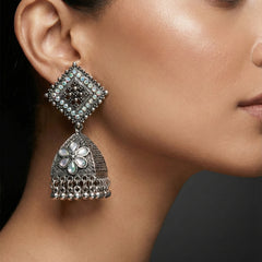 ShilpaPushpika Jhumkas | Silver Oxidised Earrings – JAY88123130