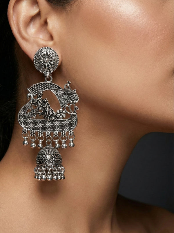 RasaJharokha Jhumkas | Silver Oxidised Earrings – JAY88123131