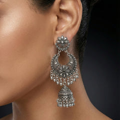 PushpaChandra Jhumkas | Silver Oxidised Earrings – JAY88123129