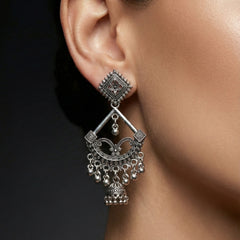Raas Kala Statement Earrings | Silver Oxidised Earrings – PL88123117
