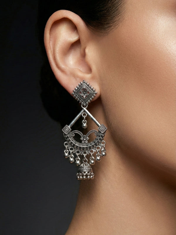 Raas Kala Statement Earrings | Silver Oxidised Earrings – PL88123117