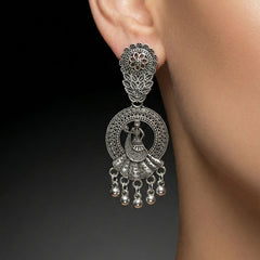 Nritya Kala Statement Earrings | Silver Oxidised Earrings – PL88123112