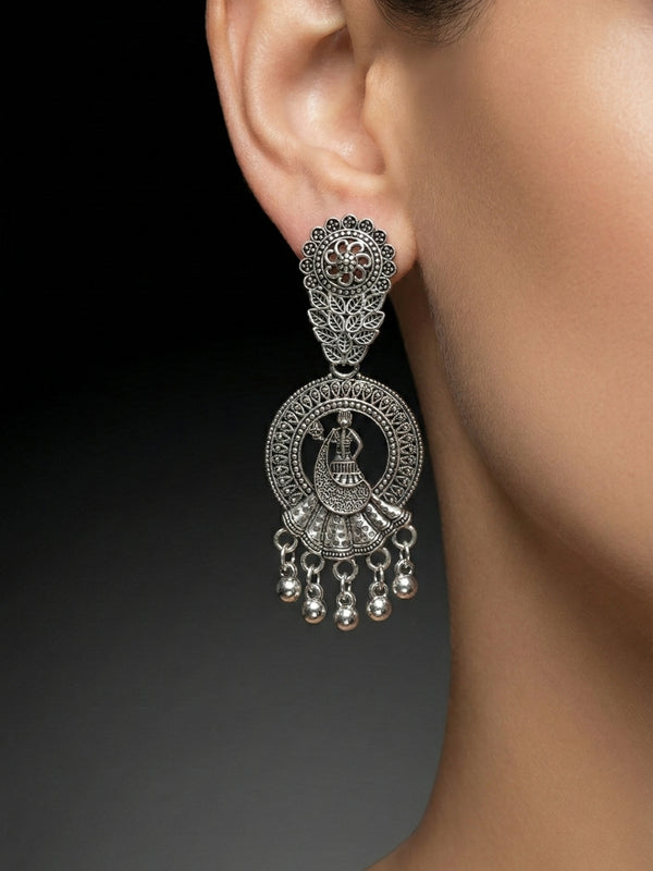 Nritya Kala Statement Earrings | Silver Oxidised Earrings – PL88123112