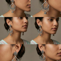 Raas Kala Statement Earrings | Silver Oxidised Earrings – PL88123117