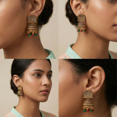 Shringaar Lotus Jhumkis | Silver Oxidised Earrings – PL88123108