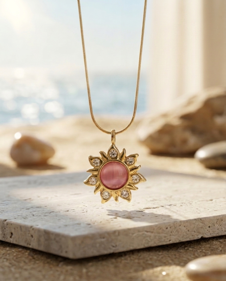 Golden Sun Goddess Vibe Necklace | Gold-Plated Stainless Steel – KZ88123151