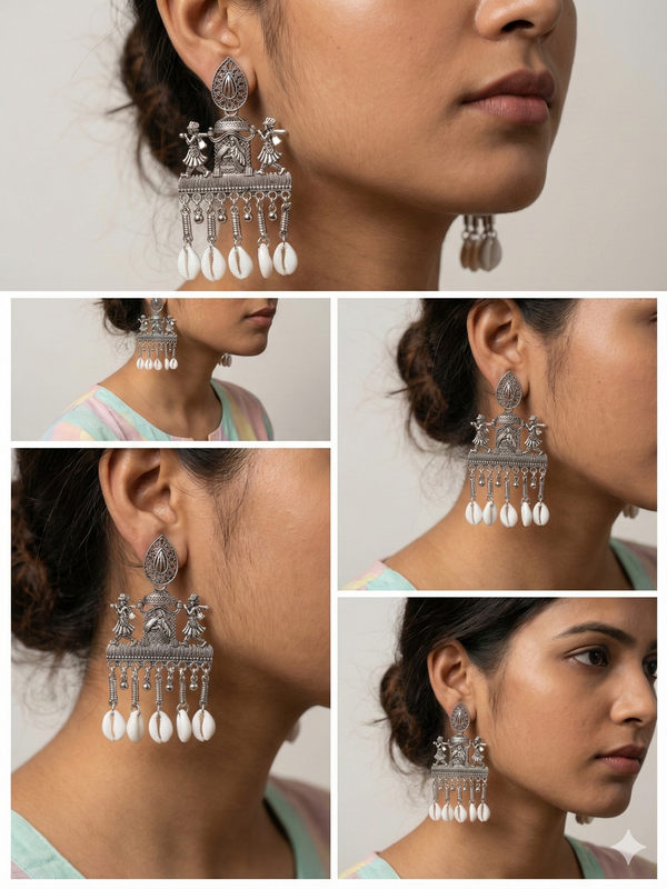 Shankha Yatra Earrings | Silver Oxidised Earrings – JAY88123121