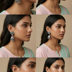 ShilpaPushpika Jhumkas | Silver Oxidised Earrings – JAY88123130