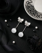 Ivory Bow Orb Drop Earrings | Gold-Plated Stainless Steel– KZ8812312
