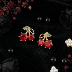 Scarlet Cherry Earrings | Gold-Plated Stainless Steel  – KZ8812315