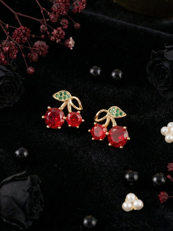 Scarlet Cherry Earrings | Gold-Plated Stainless Steel  – KZ8812315