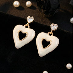 Gold Tone Heart Drop With Crystal Stud | Gold-Plated Stainless Steel – KZ8812322