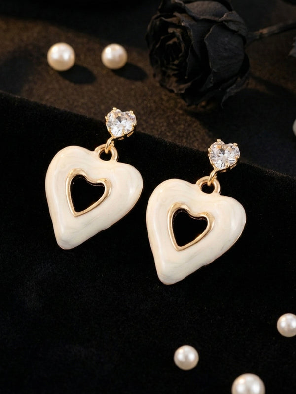 Gold Tone Heart Drop With Crystal Stud | Gold-Plated Stainless Steel – KZ8812322