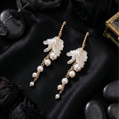 Ivory Leaf Drop Earrings | Gold-Plated Stainless Steel– KZ8812314