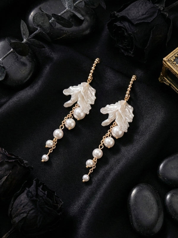 Ivory Leaf Drop Earrings | Gold-Plated Stainless Steel– KZ8812314