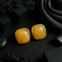 Marble Gloss Gold Studs |  Gold-Plated Stainless Steel – KZ8812340