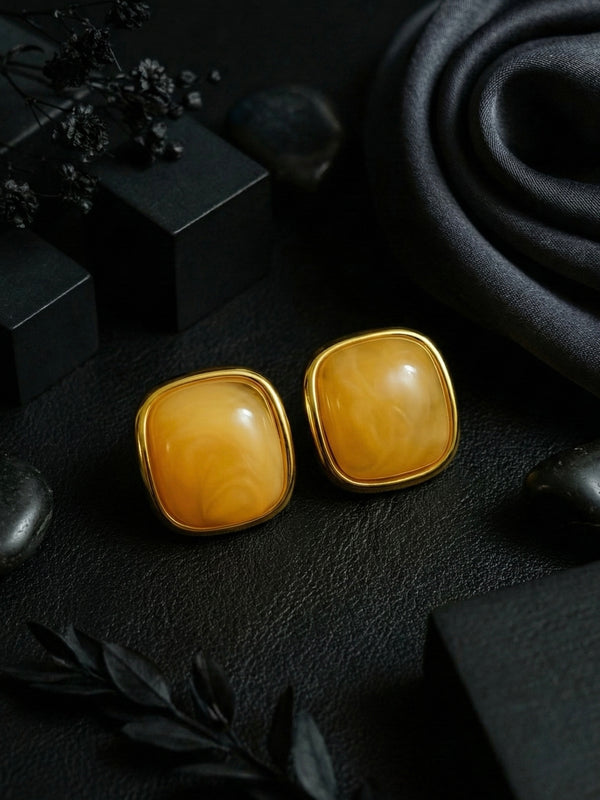 Marble Gloss Gold Studs |  Gold-Plated Stainless Steel – KZ8812340