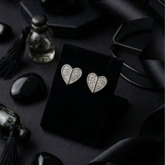 Diamond Split Heart Studs | Gold-Plated Stainless Steel – KZ8812331