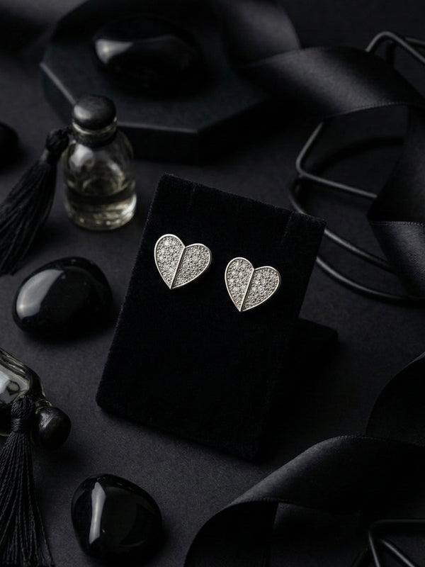 Diamond Split Heart Studs | Gold-Plated Stainless Steel – KZ8812331