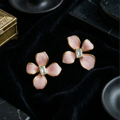 Pink Orchid Crystal Studs | Gold-Plated Stainless Steel– KZ8812344