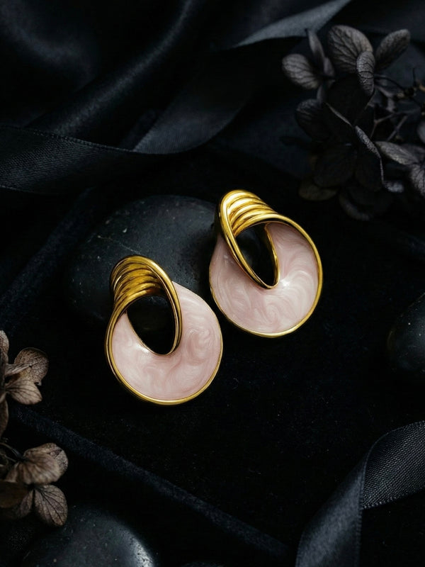 Pink PearlTwist Hoops | Gold-Plated Stainless Steel– KZ8812345