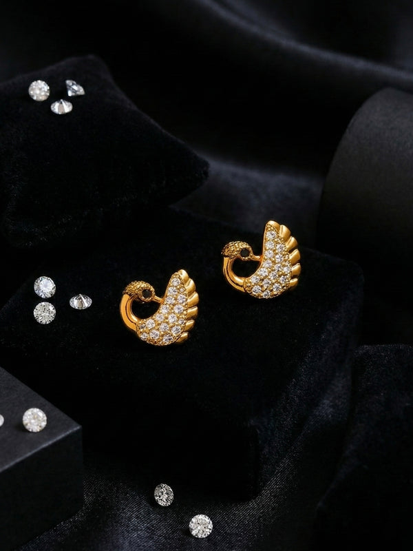 Royal Swan Sparkle Studs | Gold-Plated Brass – KZ8812346
