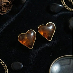 Golden Honey Heart Studs | Gold-Plated Stainless Steel – KZ8812334