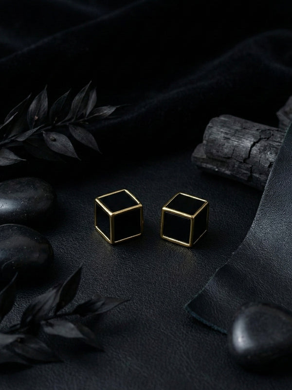 Imperial Black Box Studs | Gold-Plated Stainless Steel – KZ8812337