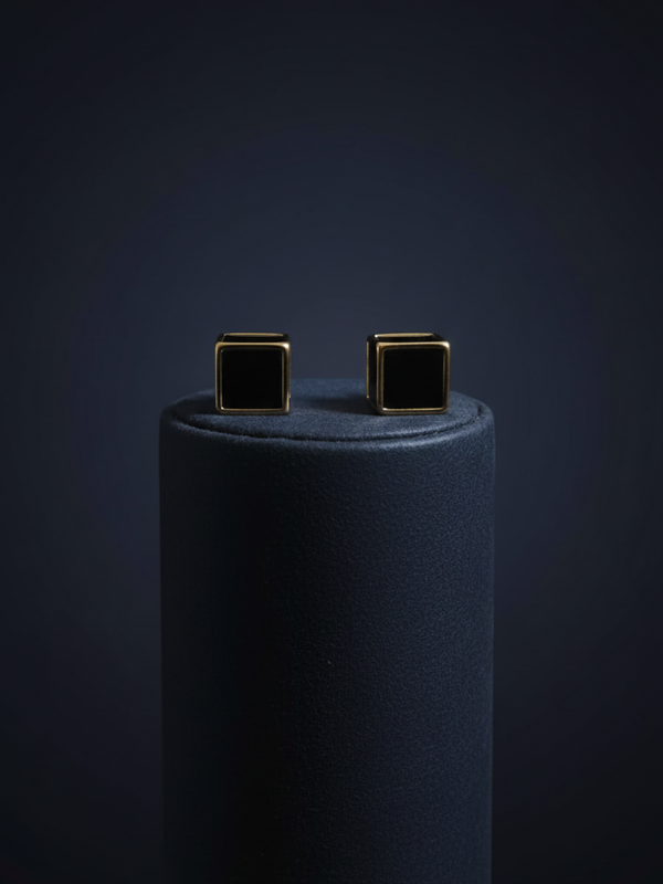 Imperial Black Box Studs | Gold-Plated Stainless Steel – KZ8812337