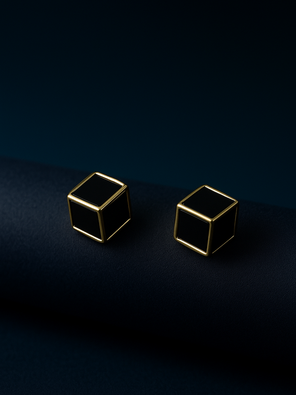 Imperial Black Box Studs | Gold-Plated Stainless Steel – KZ8812337