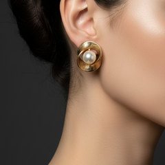 Imperial Gold Sphere Pearl Earrings | Gold-Plated Stainless Steel – KZ8812338
