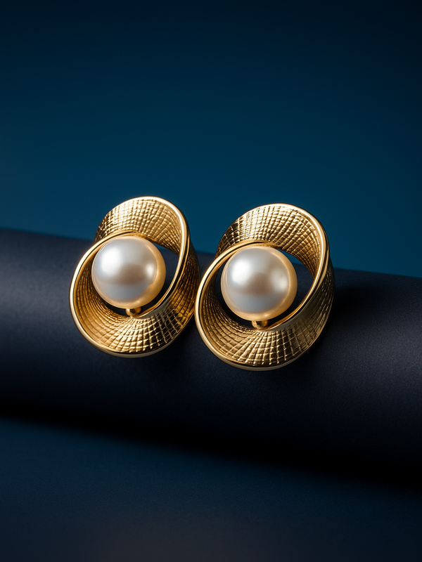 Imperial Gold Sphere Pearl Earrings | Gold-Plated Stainless Steel – KZ8812338
