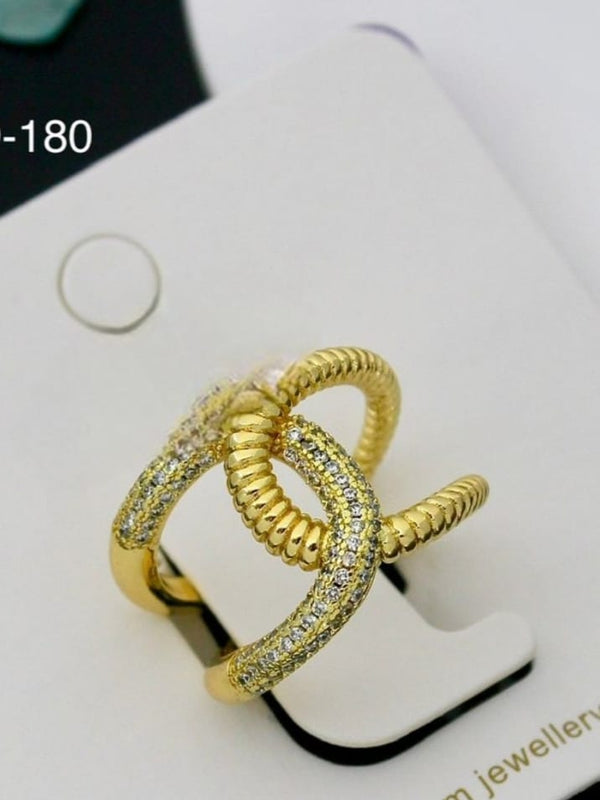 Interlock Glam Ring | Adjustable Gold-Plated Stainless Steel–KZ88123100