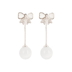Ivory Bow Orb Drop Earrings | Gold-Plated Stainless Steel– KZ8812312
