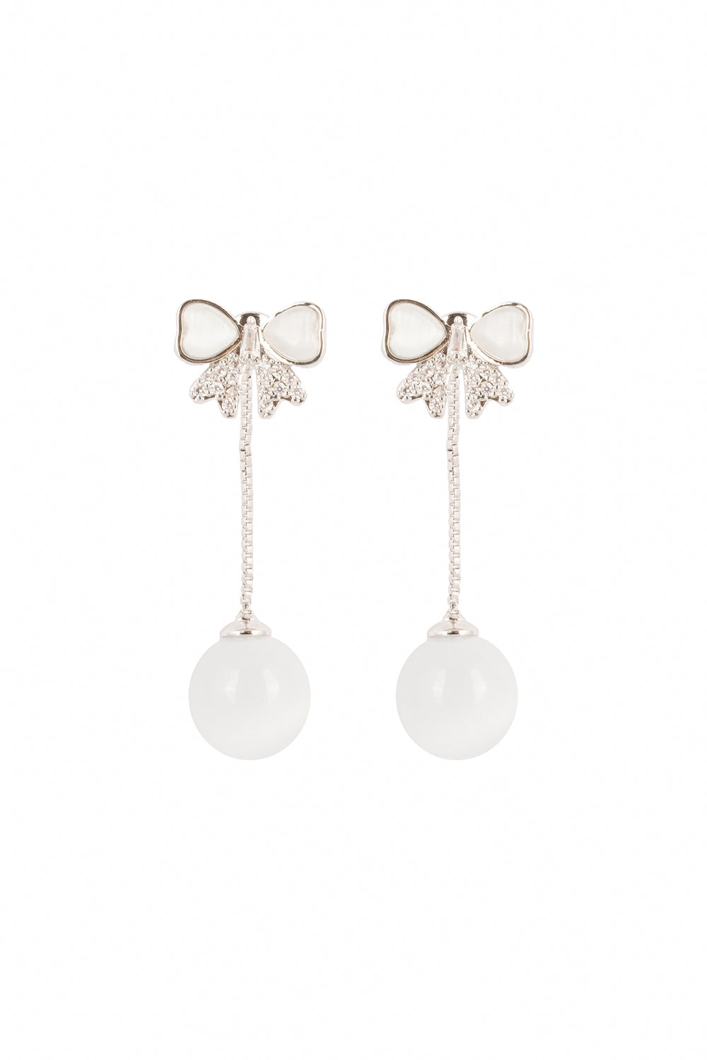 Ivory Bow Orb Drop Earrings | Gold-Plated Stainless Steel– KZ8812312