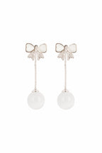 Ivory Bow Orb Drop Earrings | Gold-Plated Stainless Steel– KZ8812312